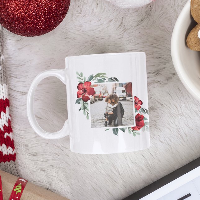 Mug photo personnalisée en fleurs de vacances (Créateur téléchargé)