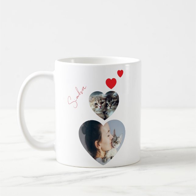 Mug Photo personnalisée et nom Forme cardiaque Amoureu (Gauche)