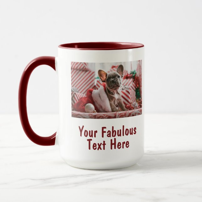 Mug Photo personnalisée et texte rouge (Gauche)