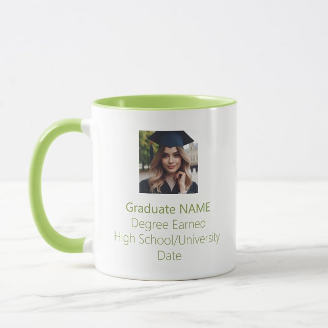 Mug Photo personnalisée Graduate Diplôme Lime Green (Gauche)