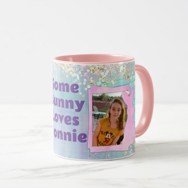 Mug Photo personnalisée Lapin de Pâques Plat pourpre (Devant droit)