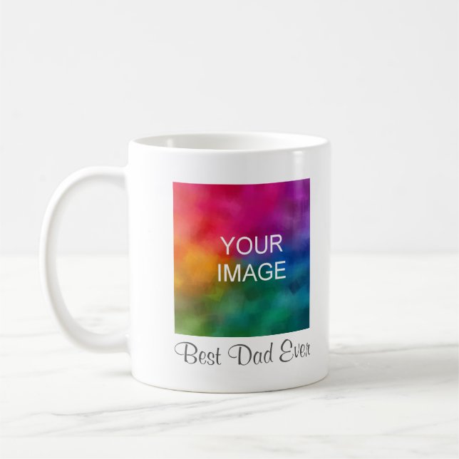 Mug Photo personnalisée manuscrite Best Papa Ever Text (Gauche)