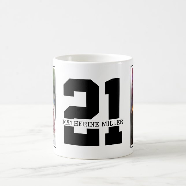 Mug Photo personnalisée moderne 21e anniversaire (Centre)