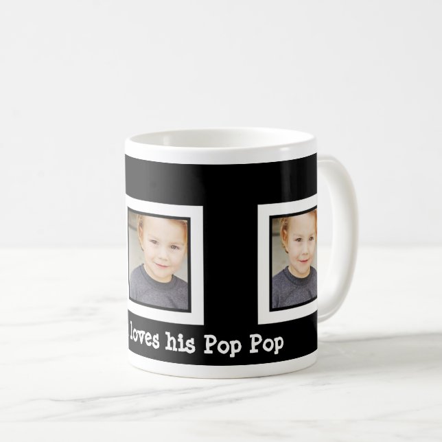 Mug Photo personnalisée noire et du blanc trois (Devant droit)