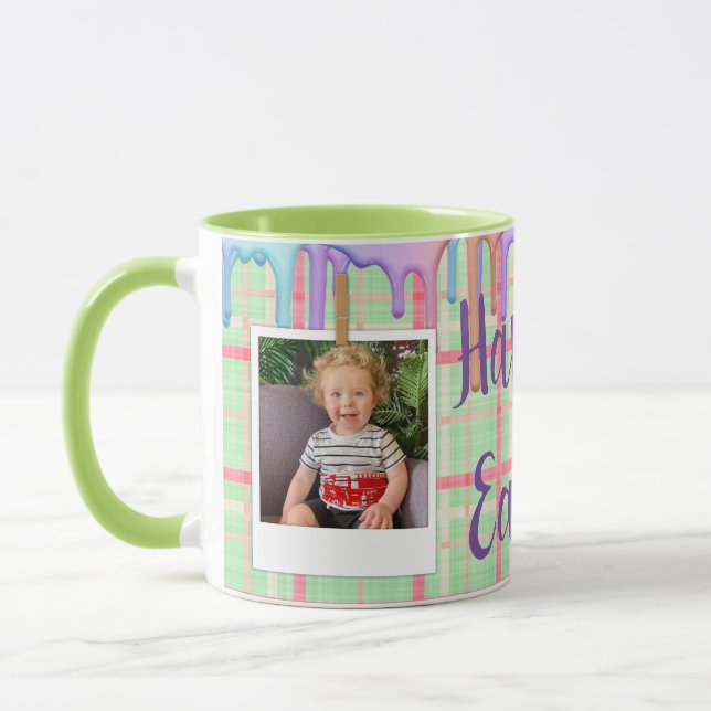 Mug Photo personnalisée Pâques vert Plat (Gauche)
