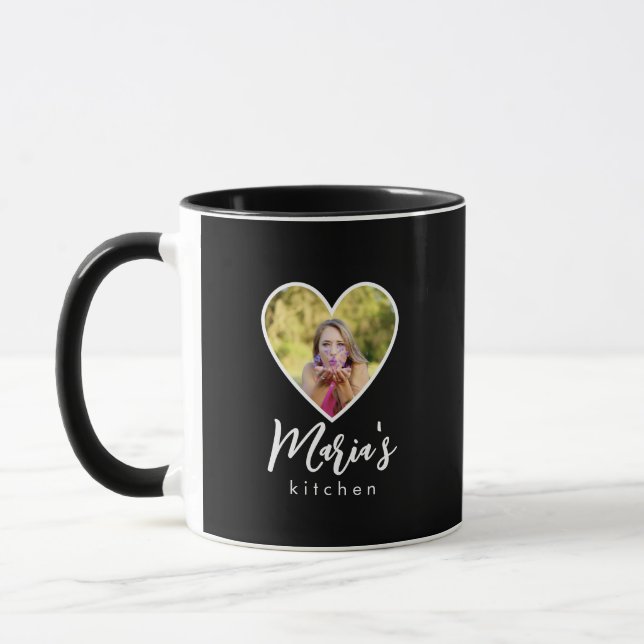 Mug Photo personnelle dans le cadre du coeur noir Call (Gauche)