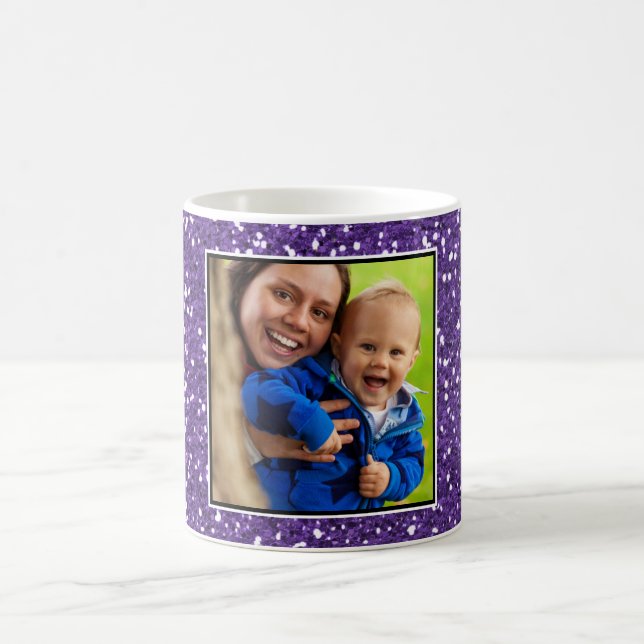 Mug Photo pourpre de coutume de parties scintillantes (Centre)