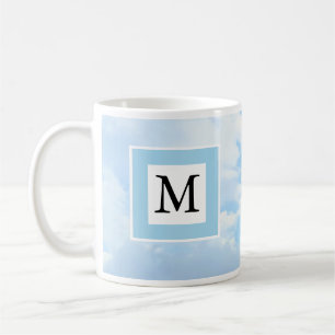 Mug Photo Soft Blue Sky Custom Single Initial