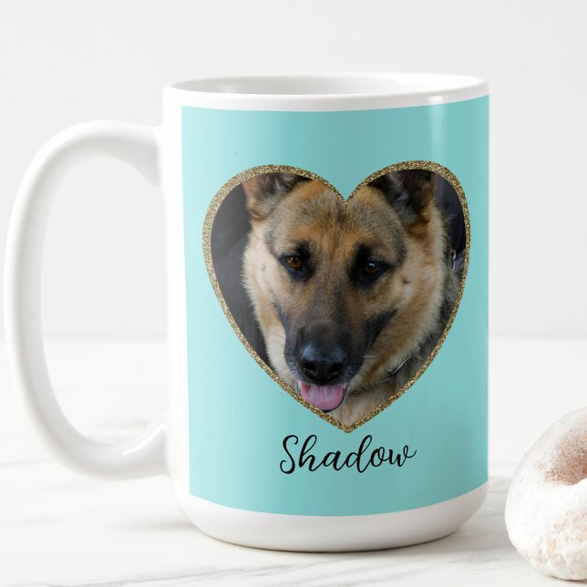 Mug Photo Template Glitter Heart With Pet Custom Name (Créateur téléchargé)