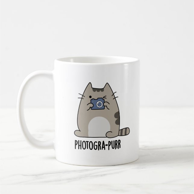 Mug Photograh-purr Funny Chat Photographe Pun (Gauche)