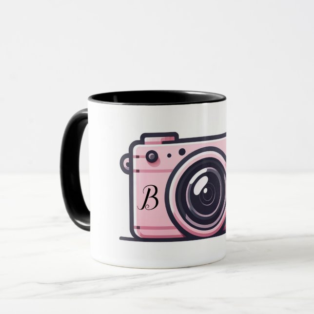 Mug Photographie de la caméra de tir rose tendance (Devant gauche)