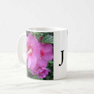 Mug Photographie florale rose monogramme