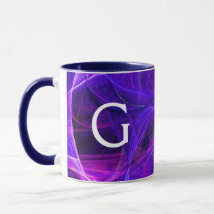 Mug PHOTON FROID Abstrait violet bleu fractal Monogram