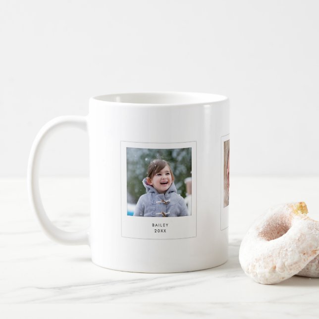 Mug Photos Carré de style photo instantanée de vacance (Avec donut)