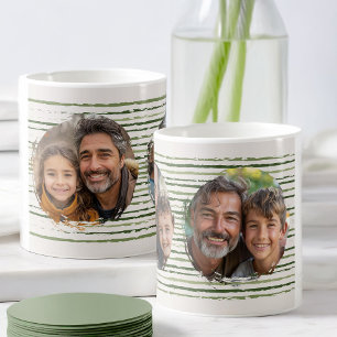 Mug Photos de famille sur Sketch vert neutre Boug rayé
