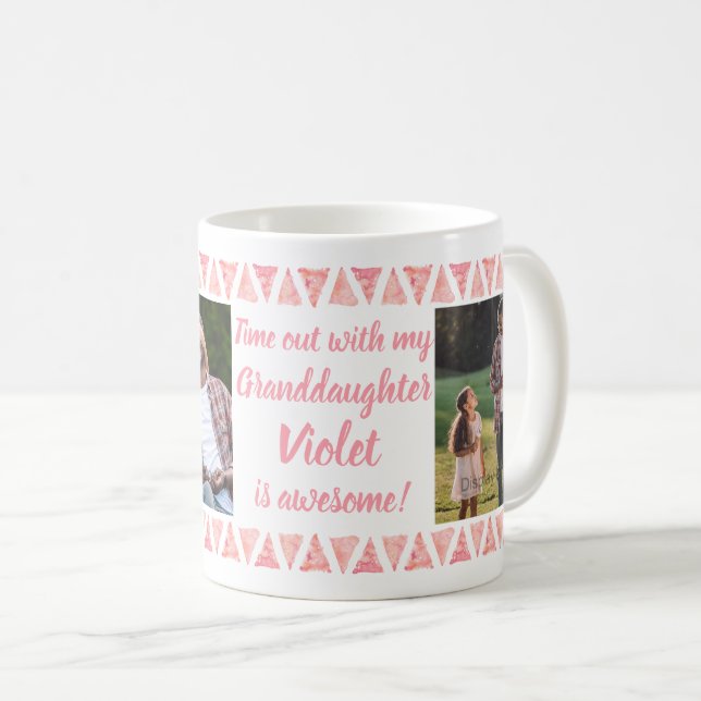 Mug Photos de la coutume 3 et texte - frontières roses (Devant droit)