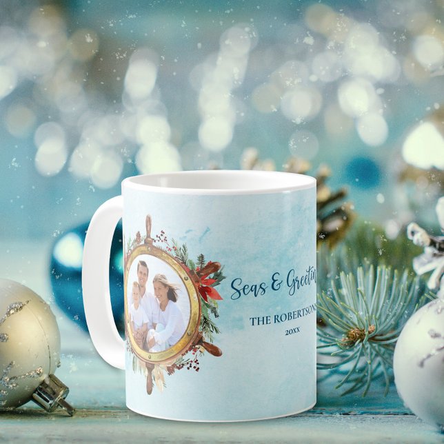 Mug Photos de Noël Nautique Seas et voeux (Créateur téléchargé)