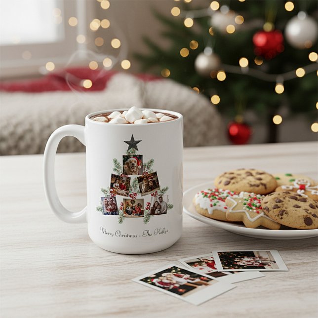 Mug Photos de Noël personnalisés sur un arbre (Créateur téléchargé)