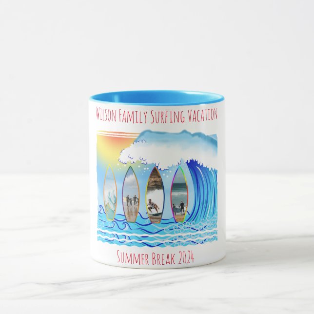 Mug Photos de vacances d'été en famille sur Surfboards (Centre)