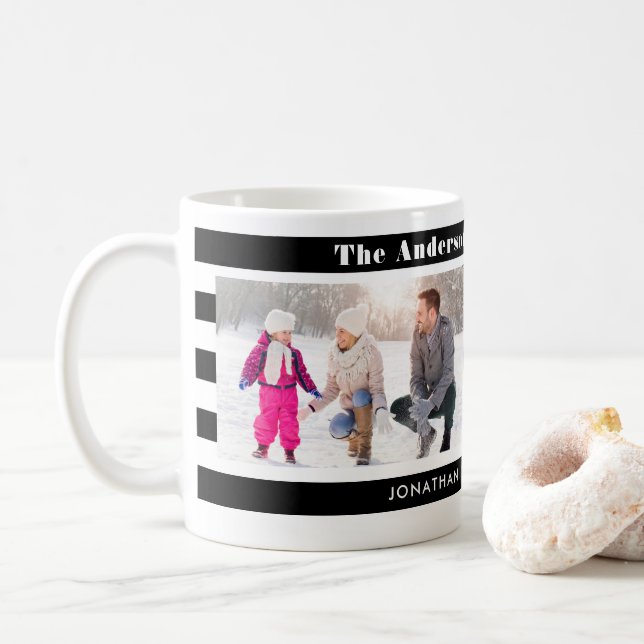 Mug Photos Familiales Personnalisées I Trendy Black St (Avec donut)