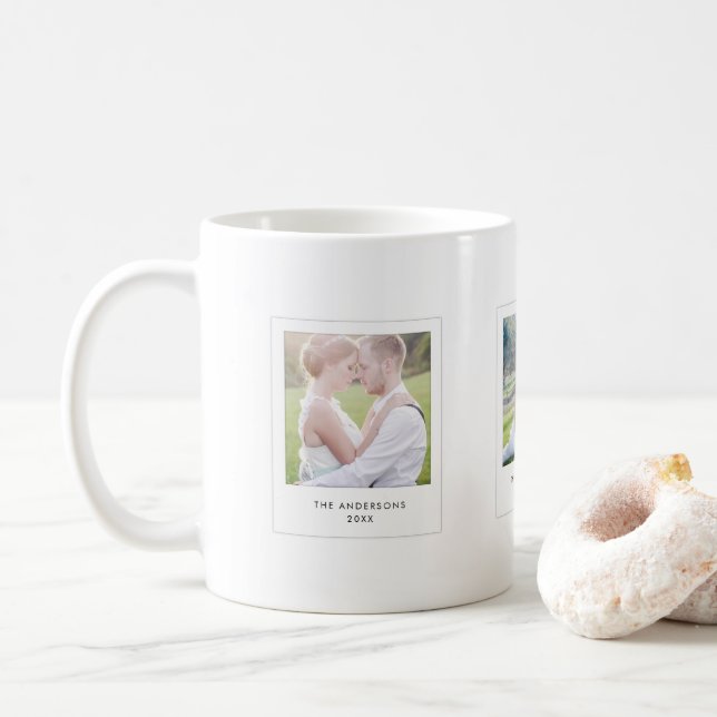 Mug Photos Mariages instantanées de style photo Carré (Avec donut)