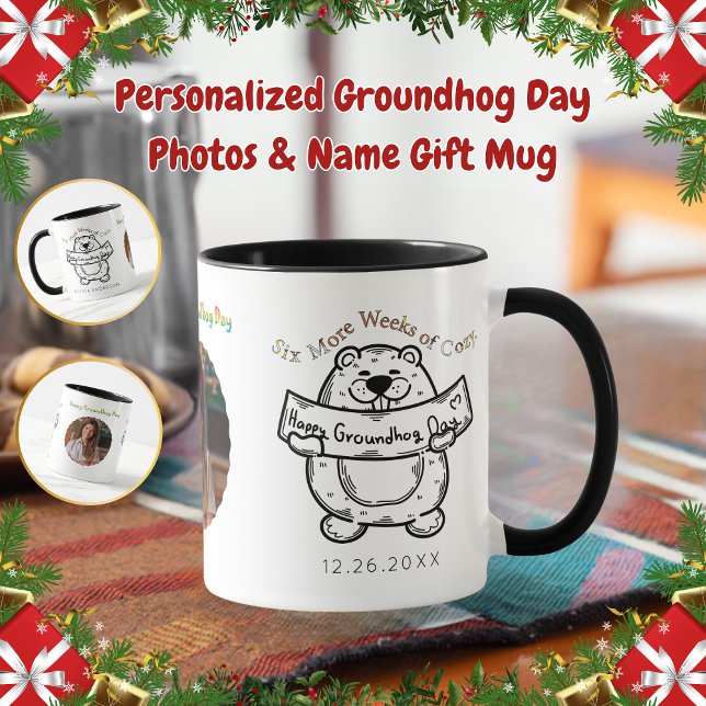 Mug Photos personnalisées de jour de marmotte et nom C (Créateur téléchargé)