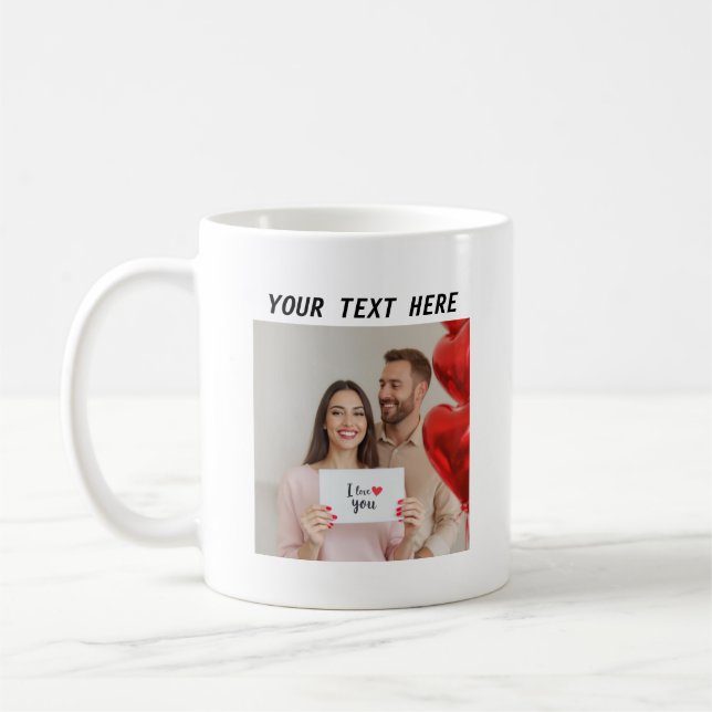 Mug Photos personnalisées et Heureuse Sainte-Valentin  (Gauche)