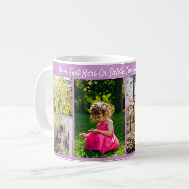 Mug Photos Personnalisées Texte/ Joli Faux Purple Moti (Devant gauche)