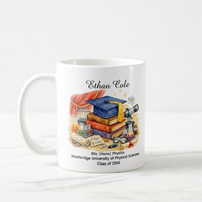 Mug 🎓Physique & Sciences Physiques Nom et Diplôme Per (Gauche)