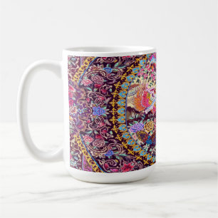 Mug Pic de fleurs florales bleu or violet