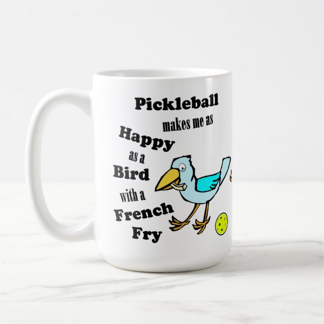 Mug Pickleball - Aussi Heureux Qu'Un Oiseau Avec Une F (Gauche)