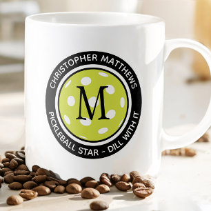 Mug Pickleball Funky Custom Quote Nom initial Noir