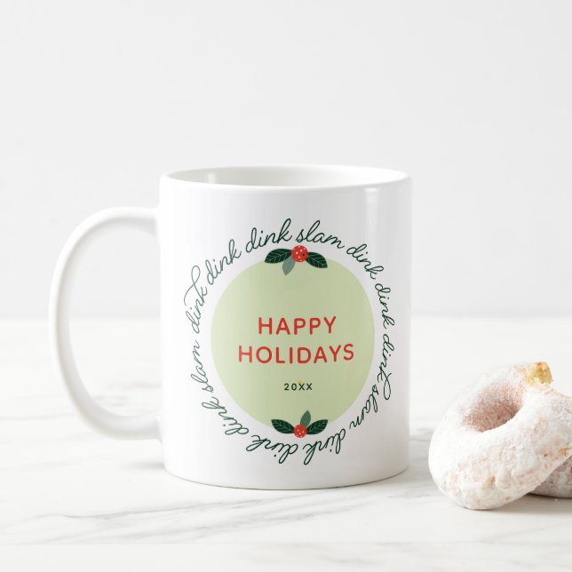 Mug Pickleball Joyeuses Fêtes Personnalisées Année Wre (Avec donut)