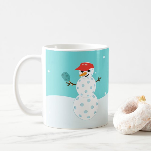 Mug Pickleball Noël Humoristique Snowman Musique (Avec donut)