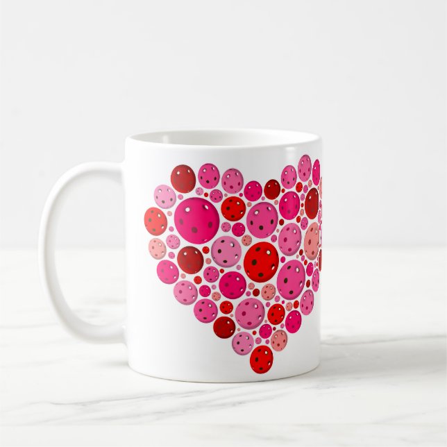 Mug Pickleball plein coeur rose et rouge amour (Gauche)