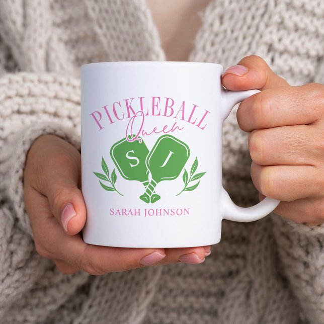 Mug Pickleball Queen Logo Monogramme Nom personnalisé (Créateur téléchargé)