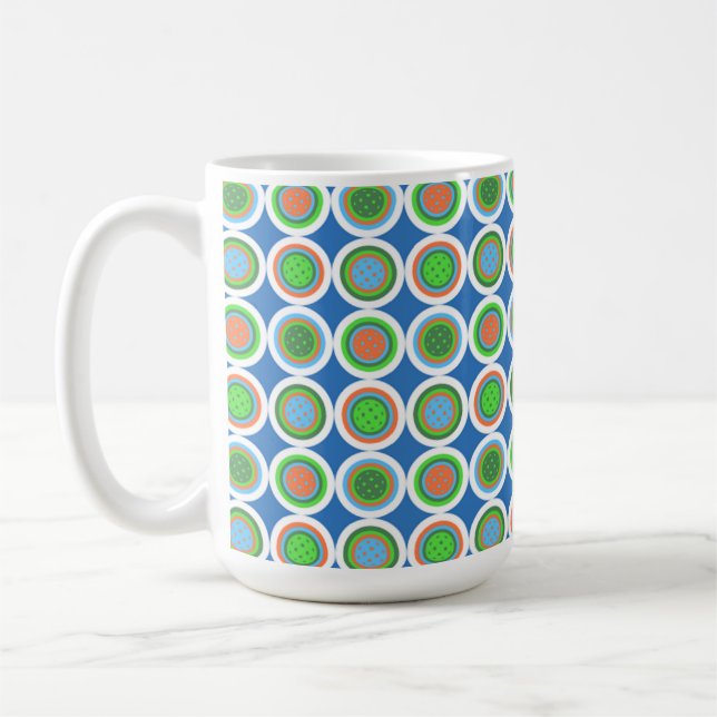 Mug Pickleball Summer Polka Dot Orange Green Blue Ball (Gauche)