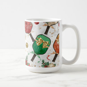 Mug Pickleball thème de Noël avec une raquette