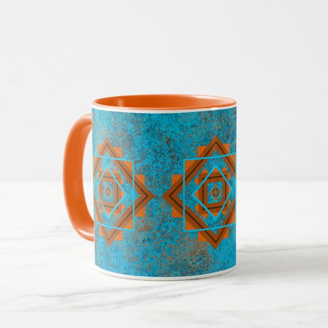 Mug Pics Turquoise géométrique du sud-ouest (Devant gauche)