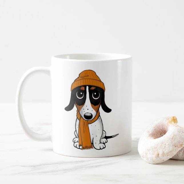 Mug Piebald Dachshund | Chien Hipster mignon (Avec donut)