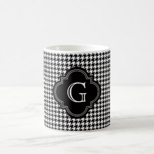 Mug Pied de fond blanc noir classique avec Monogramme