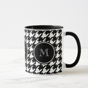 Mug Pied-de-poule noir et blanc votre monogramme