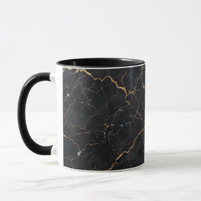 Mug Pierre noire avec veines or et argent (Gauche)