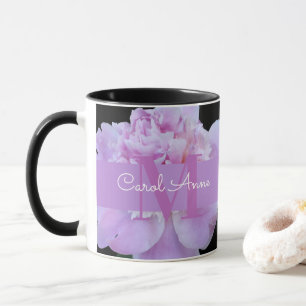 Mug Pierre rose violet Monogramme floral noir