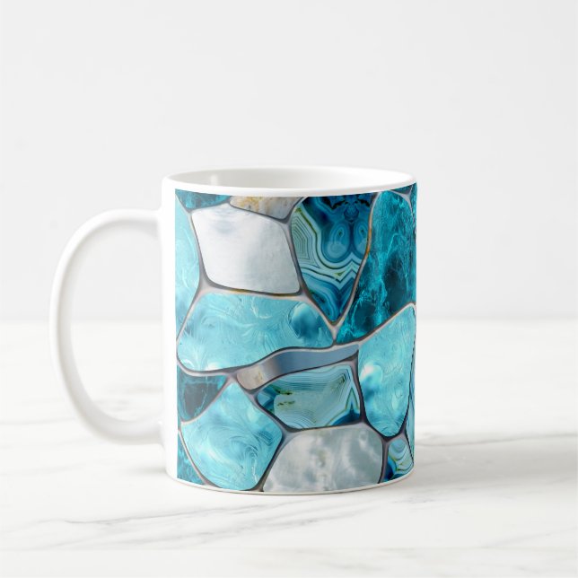 Mug Pierres gemmes bleu cellules abstraites (Gauche)