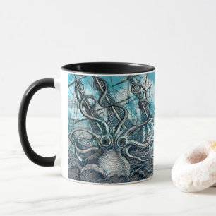 Mug Pieuvre géante Mer Bleue Monstre Voilier
