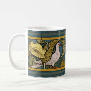 Mug Pigeon Blue Yellow Fish Art Nouveau