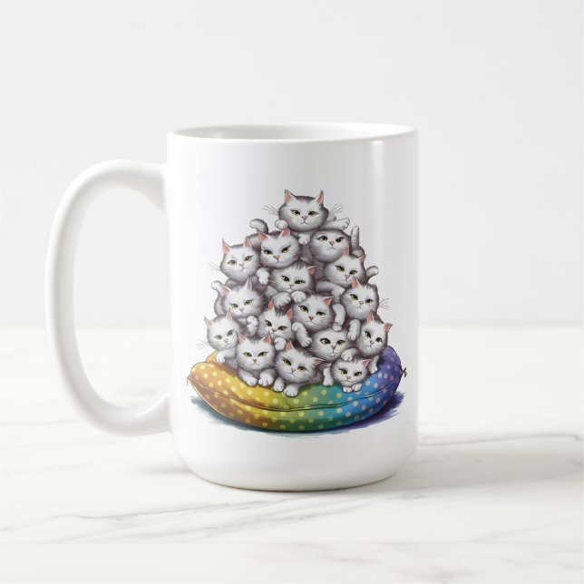 Mug Pile De Kitty Cats Drôle Mignonne Amoureux des cha (Gauche)