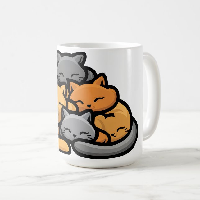 Mug Pile De Kitty Cats Drôle Mignonne Amoureux des cha (Devant droit)