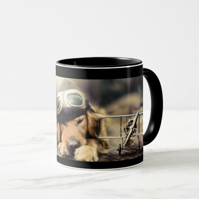 Mug Pilote d'avion de golden retriever (Devant droit)